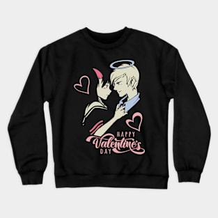 Valentine's Day Devil Angel Cartoon Boundless Love Gift Crewneck Sweatshirt